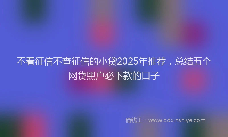 不看征信不查征信的小贷2025年推荐，总结五个网贷黑户必下款的口子