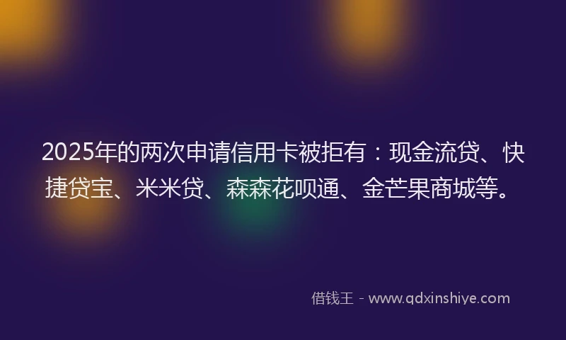 2025年的两次申请信用卡被拒有:现金流贷、快捷贷宝、米米贷、森森花呗通、金芒果商城等。