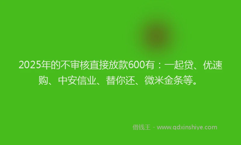 2025年的不审核直接放款600有:一起贷、优速购、中安信业、替你还、微米金条等。