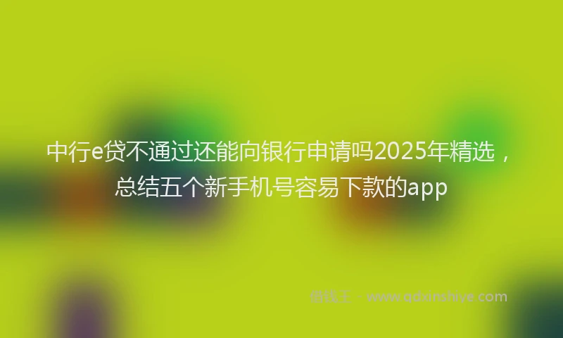 中行e贷不通过还能向银行申请吗2025年精选，总结五个新手机号容易下款的app