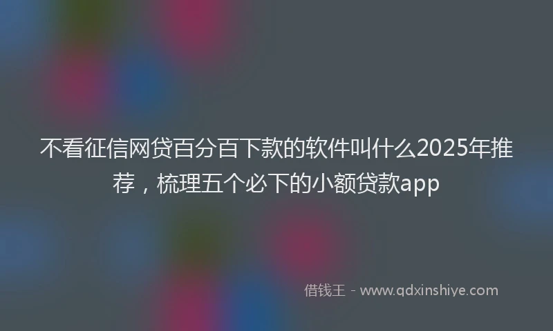 不看征信网贷百分百下款的软件叫什么2025年推荐，梳理五个必下的小额贷款app