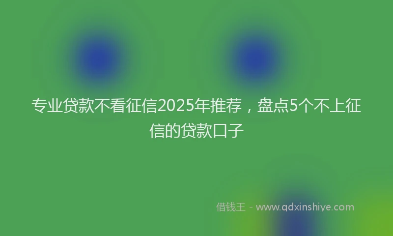 专业贷款不看征信2025年推荐，盘点5个不上征信的贷款口子