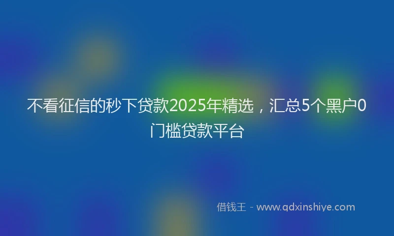 不看征信的秒下贷款2025年精选，汇总5个黑户0门槛贷款平台
