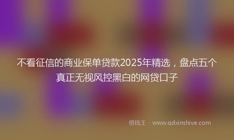 不看征信的商业保单贷款2025年精选，盘点五个真正无视风控黑白的网贷口子