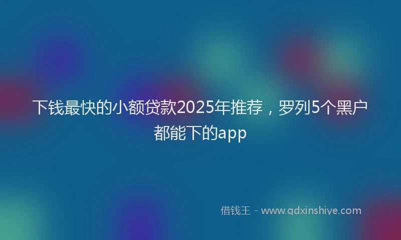 下钱最快的小额贷款2025年推荐，罗列5个黑户都能下的app