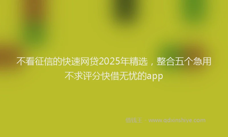 不看征信的快速网贷2025年精选，整合五个急用不求评分快借无忧的app