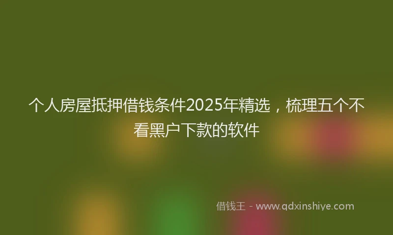 个人房屋抵押借钱条件2025年精选，梳理五个不看黑户下款的软件