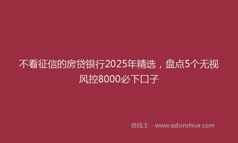不看征信的房贷银行2025年精选，盘点5个无视风控8000必下口子