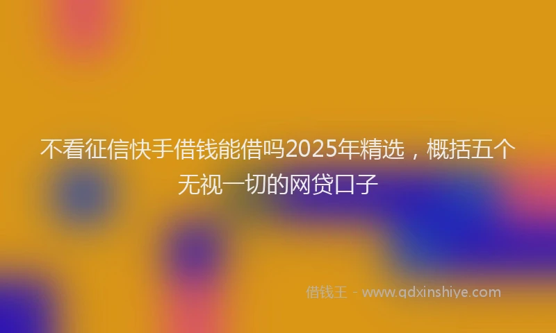 不看征信快手借钱能借吗2025年精选，概括五个无视一切的网贷口子