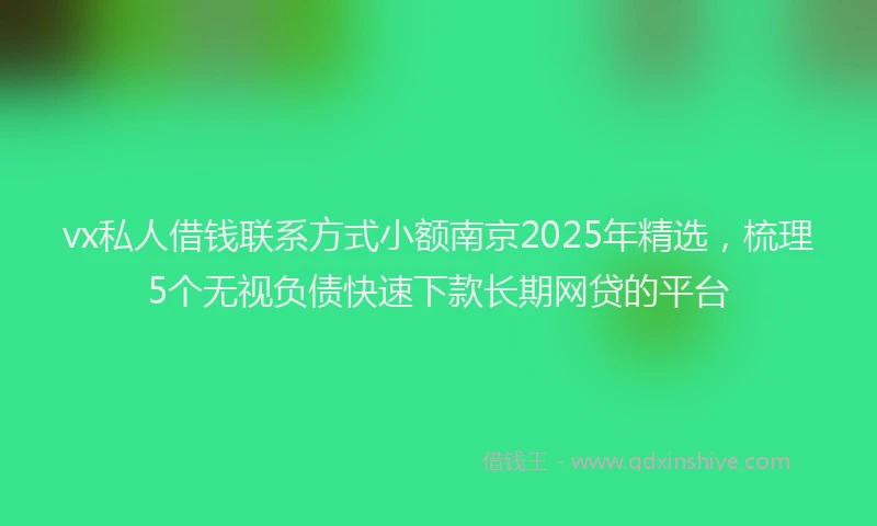 vx私人借钱联系方式小额南京2025年精选，梳理5个无视负债快速下款长期网贷的平台