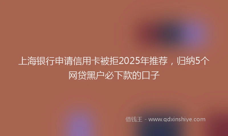 上海银行申请信用卡被拒2025年推荐，归纳5个网贷黑户必下款的口子