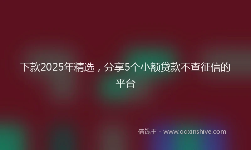 下款2025年精选，分享5个小额贷款不查征信的平台