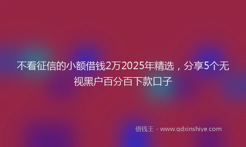 不看征信的小额借钱2万2025年精选，分享5个无视黑户百分百下款口子