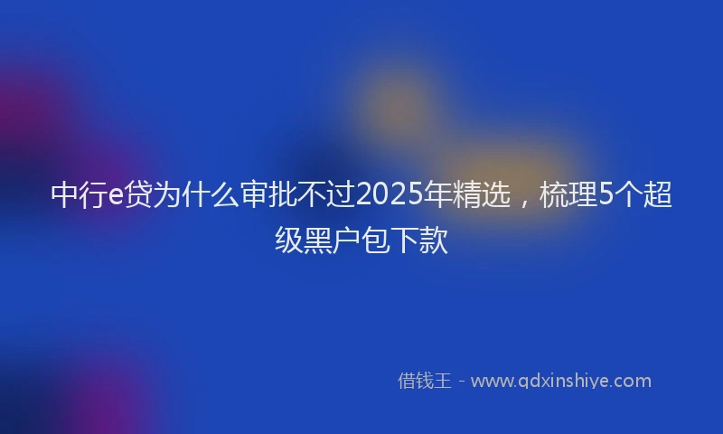 中行e贷为什么审批不过2025年精选,梳理5个超级黑户包下款