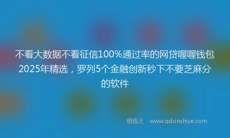 不看大数据不看征信100%通过率的网贷喔喔钱包2025年精选，罗列5个金融创新秒下不要芝麻分的软件