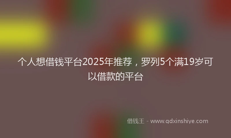 个人想借钱平台2025年推荐，罗列5个满19岁可以借款的平台