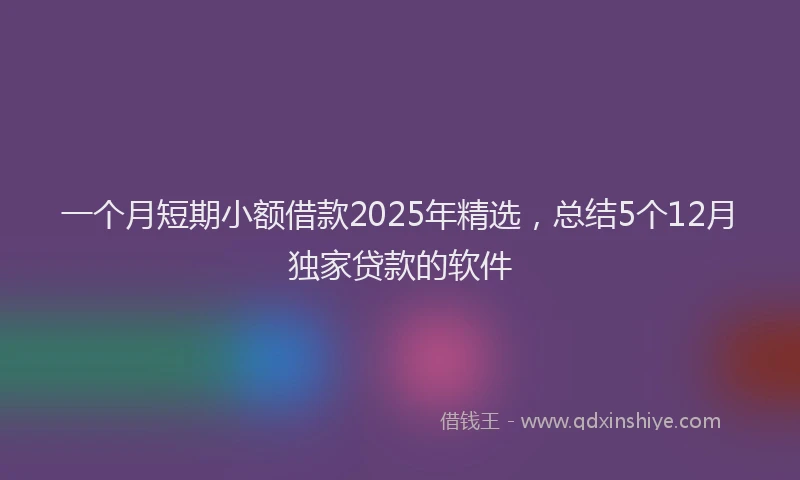 一个月短期小额借款2025年精选，总结5个12月独家贷款的软件