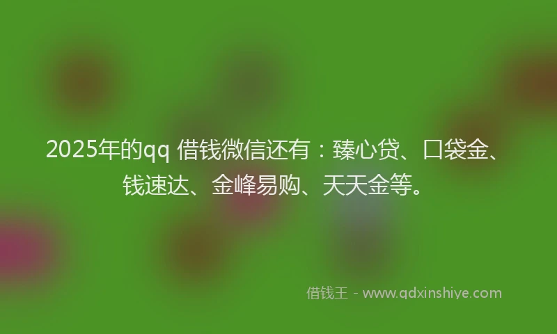 2025年的qq 借钱微信还有：臻心贷、口袋金、钱速达、金峰易购、天天金等。