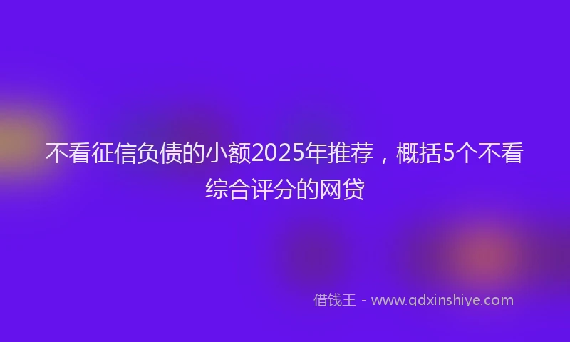 不看征信负债的小额2025年推荐，概括5个不看综合评分的网贷