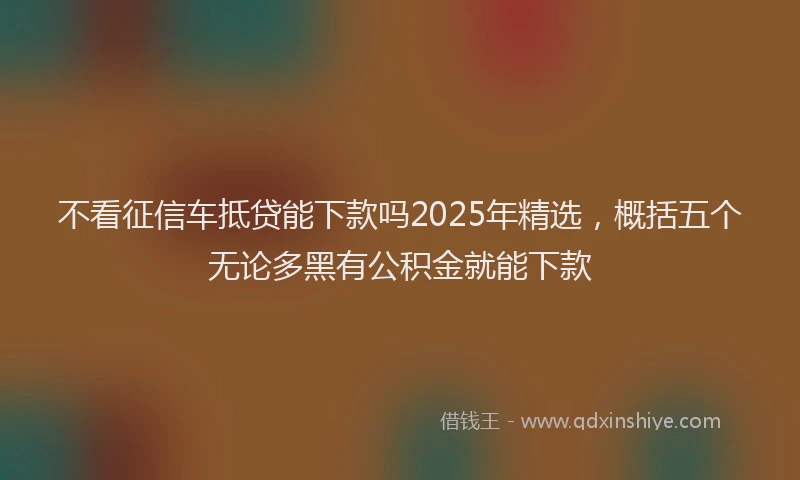 不看征信车抵贷能下款吗2025年精选，概括五个无论多黑有公积金就能下款