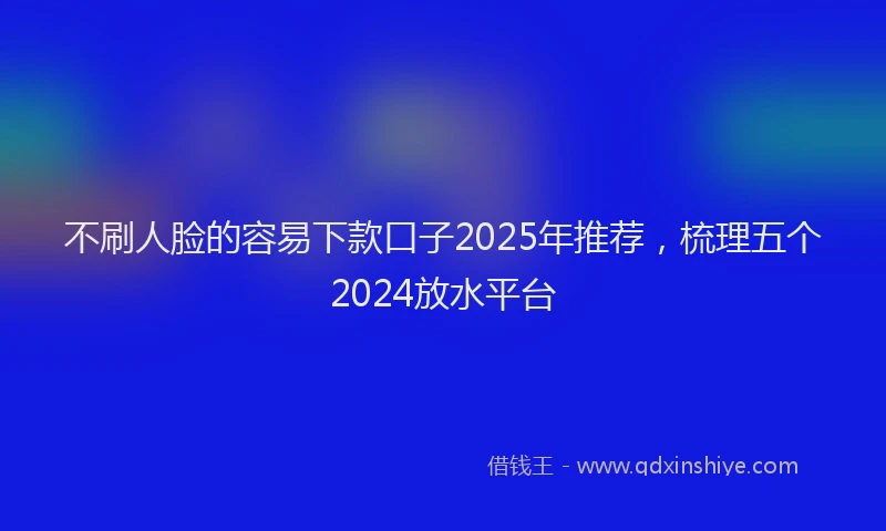 不刷人脸的容易下款口子2025年推荐，梳理五个2024放水平台