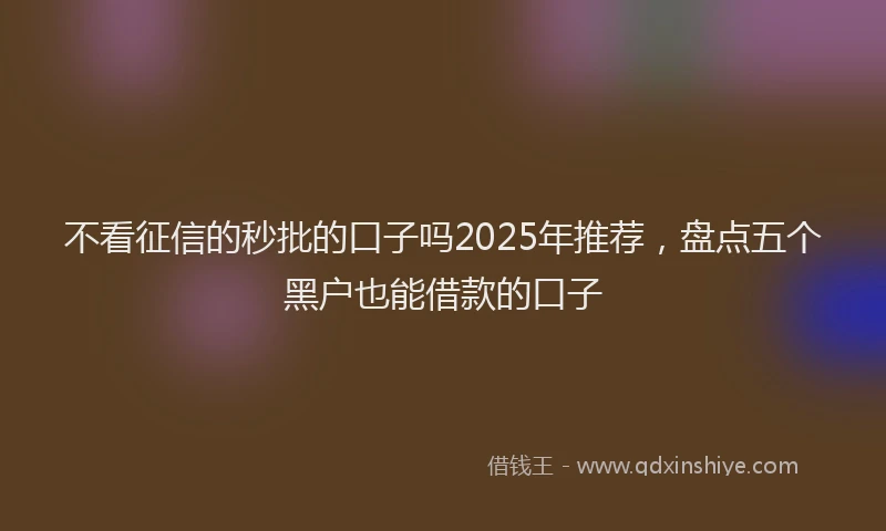 不看征信的秒批的口子吗2025年推荐，盘点五个黑户也能借款的口子