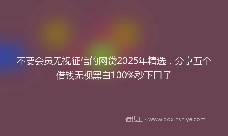 不要会员无视征信的网贷2025年精选，分享五个借钱无视黑白100%秒下口子