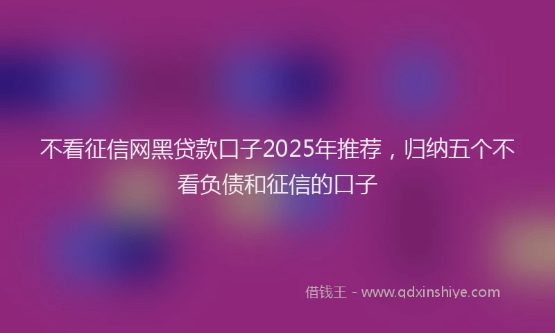 不看征信网黑贷款口子2025年推荐，归纳五个不看负债和征信的口子