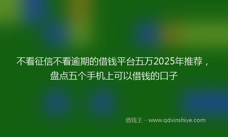 不看征信不看逾期的借钱平台五万2025年推荐，盘点五个手机上可以借钱的口子