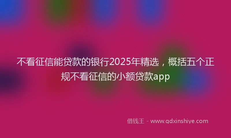 不看征信能贷款的银行2025年精选，概括五个正规不看征信的小额贷款app