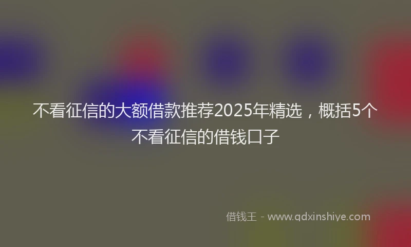 不看征信的大额借款推荐2025年精选，概括5个不看征信的借钱口子