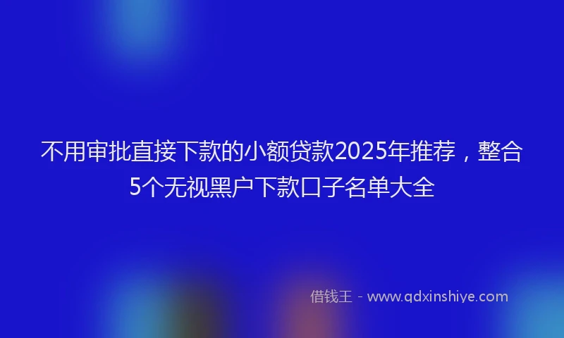 不用审批直接下款的小额贷款2025年推荐，整合5个无视黑户下款口子名单大全