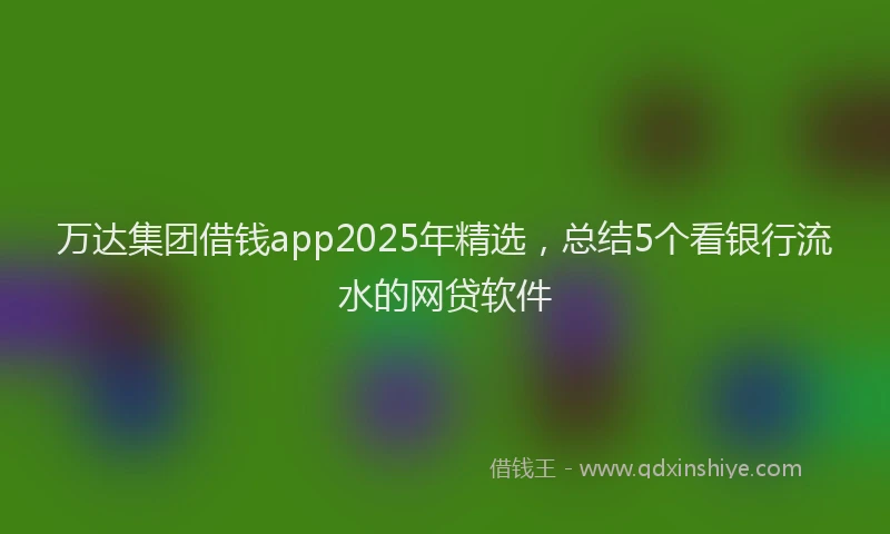万达集团借钱app2025年精选，总结5个看银行流水的网贷软件