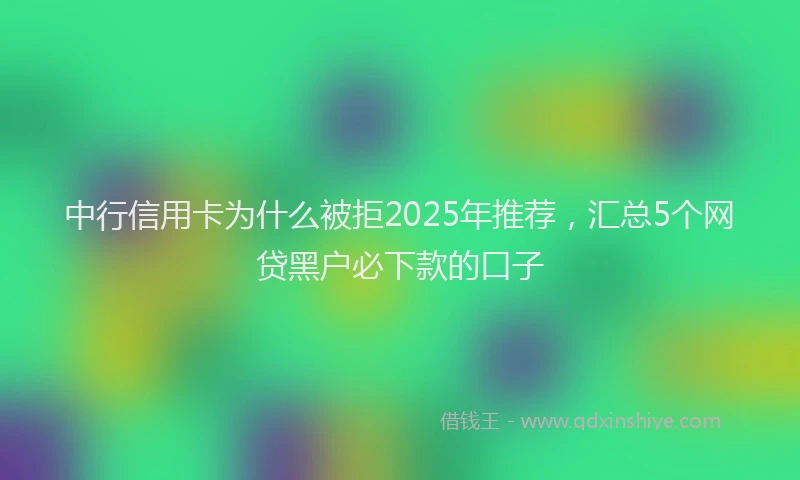 中行信用卡为什么被拒2025年推荐，汇总5个网贷黑户必下款的口子