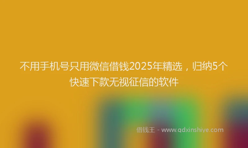 不用手机号只用微信借钱2025年精选，归纳5个快速下款无视征信的软件
