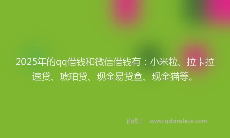 2025年的qq借钱和微信借钱有：小米粒、拉卡拉速贷、琥珀贷、现金易贷盒、现金猫等。