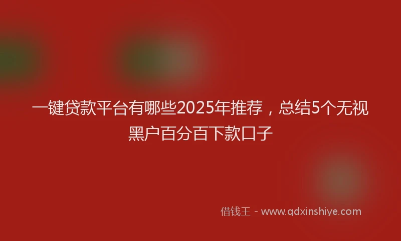一键贷款平台有哪些2025年推荐，总结5个无视黑户百分百下款口子