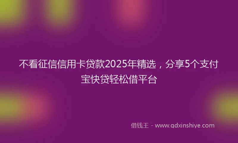 不看征信信用卡贷款2025年精选，分享5个支付宝快贷轻松借平台