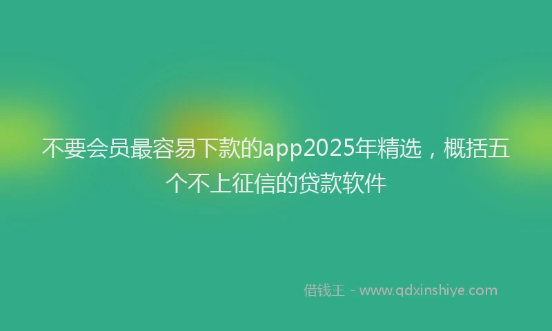 不要会员最容易下款的app2025年精选，概括五个不上征信的贷款软件