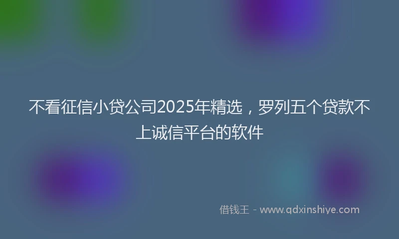 不看征信小贷公司2025年精选，罗列五个贷款不上诚信平台的软件
