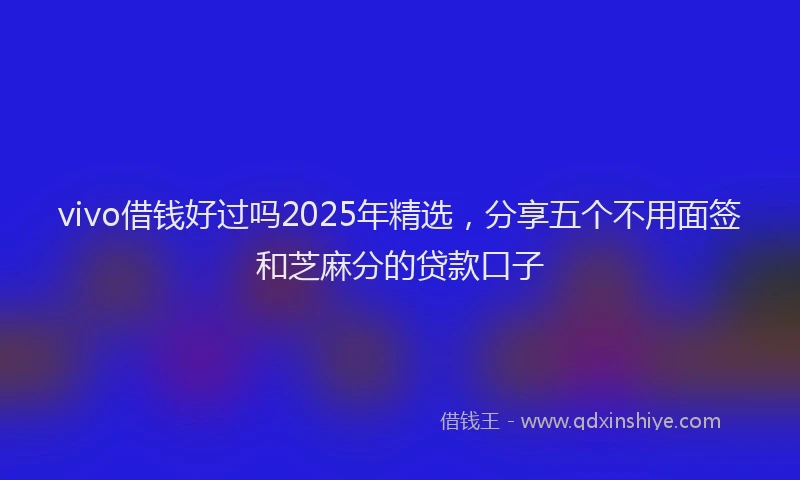 vivo借钱好过吗2025年精选，分享五个不用面签和芝麻分的贷款口子