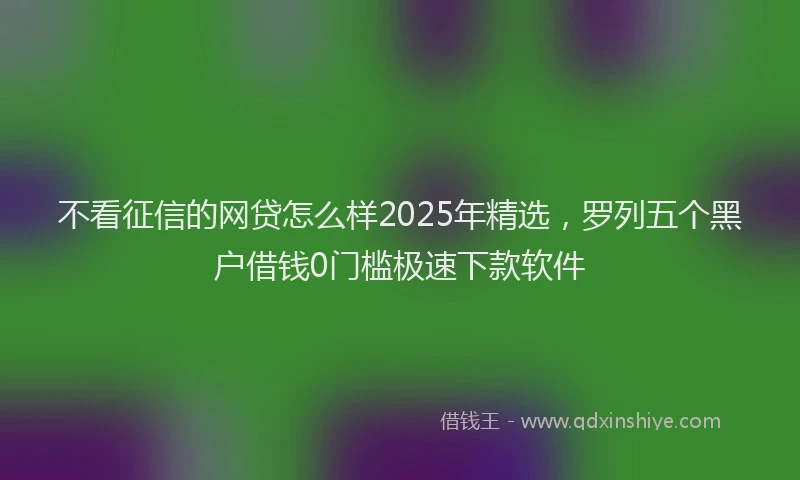 不看征信的网贷怎么样2025年精选，罗列五个黑户借钱0门槛极速下款软件