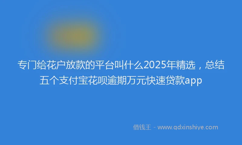 专门给花户放款的平台叫什么2025年精选，总结五个支付宝花呗逾期万元快速贷款app