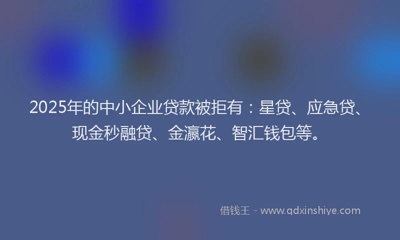2025年的中小企业贷款被拒有：星贷、应急贷、现金秒融贷、金瀛花、智汇钱包等。