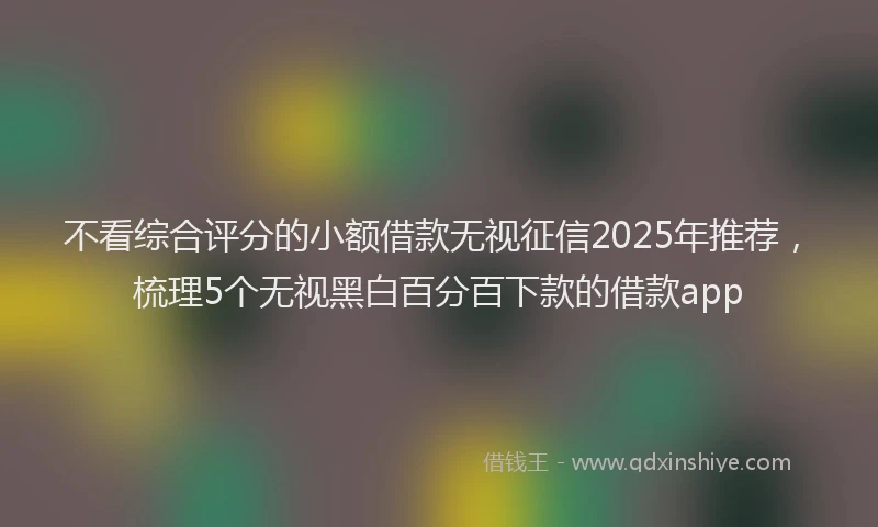 不看综合评分的小额借款无视征信2025年推荐，梳理5个无视黑白百分百下款的借款app