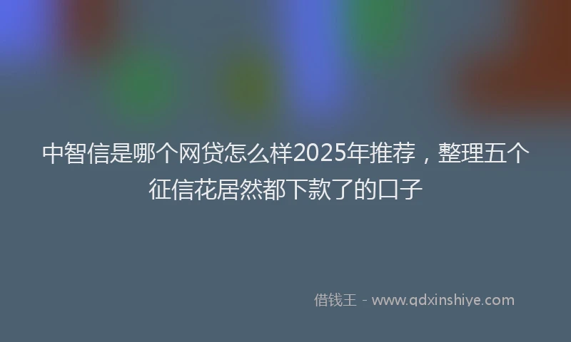 中智信是哪个网贷怎么样2025年推荐，整理五个征信花居然都下款了的口子