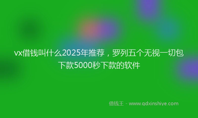 vx借钱叫什么2025年推荐，罗列五个无视一切包下款5000秒下款的软件