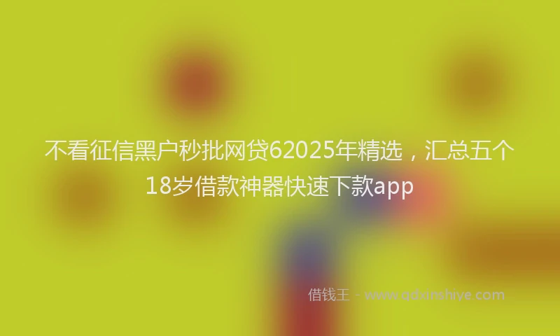 不看征信黑户秒批网贷62025年精选，汇总五个18岁借款神器快速下款app