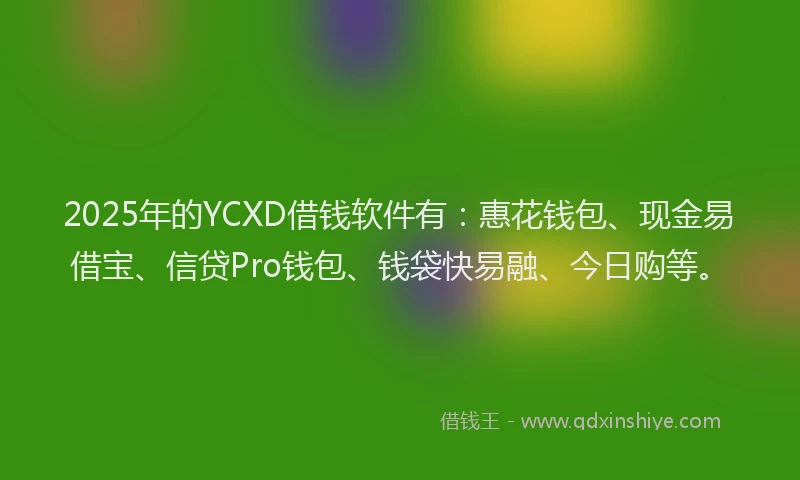 2025年的YCXD借钱软件有：惠花钱包、现金易借宝、信贷Pro钱包、钱袋快易融、今日购等。