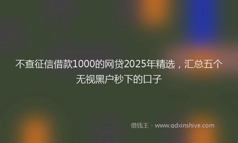 不查征信借款1000的网贷2025年精选，汇总五个无视黑户秒下的口子